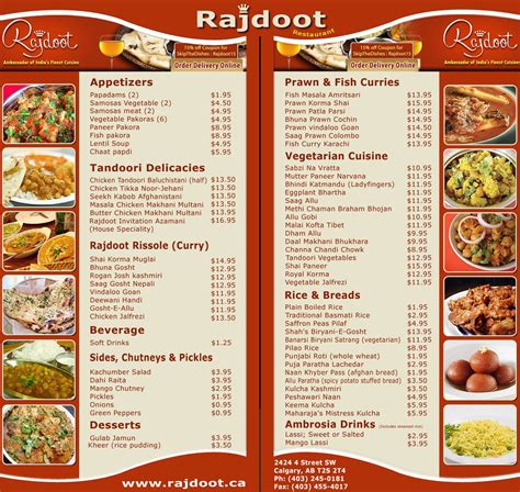 It is not just pizza or burgers. Have a look on Indian Restaurant Rajdoot Menu ...