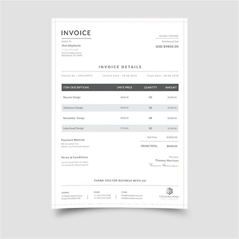 Premium Vector Vector Modern Business Invoice Template