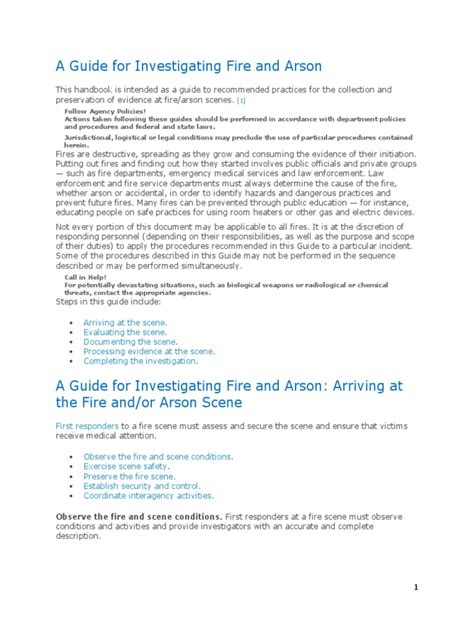 Guide For Arson And Fire Investigationdocx Firefighter Emergency