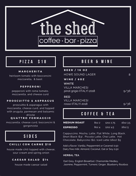 The Shed Menus The Boat Shed Copy