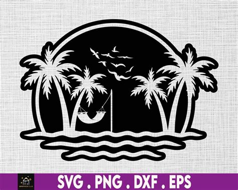 Palm Trees And Hammock Svg Sunset Beach Svg Beach Life Svg Island Palm