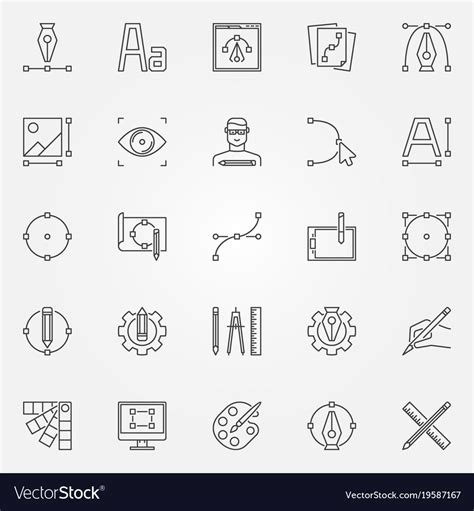 Graphic Design Icons Set Graphics Symbols Vector Image