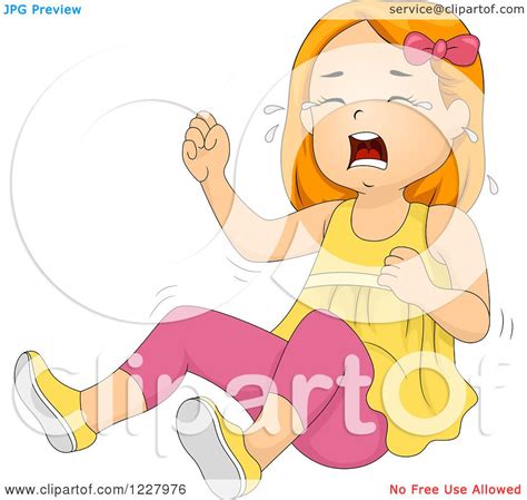 Clipart Of A Girl Crying And Throwing A Temper Tantrum Royalty Free