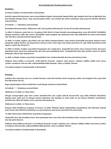 Doa renungan suci di taman makam pahlawan bhakti kerinci dalam acara memperingati hari pahlawan. Teks Doa Pembuka Dan Penutup Dalam Acara