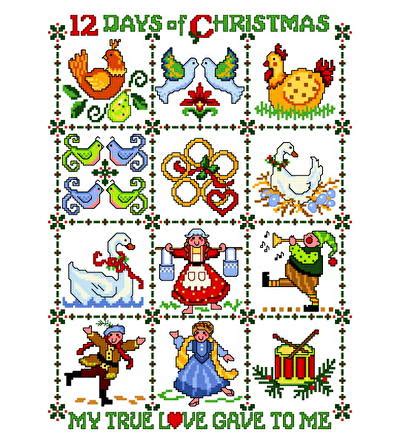 Home alphabet animals artistic baby cartoons christmas classic classic 2 vigée le brun flowers religious romance music oriental photos embroidery articles printing the. Twelve Days Cross Stitch Pattern christmas