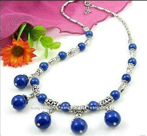 Charming Tibet Silver Egyptian Lapis Lazuli Round Beads Pendants