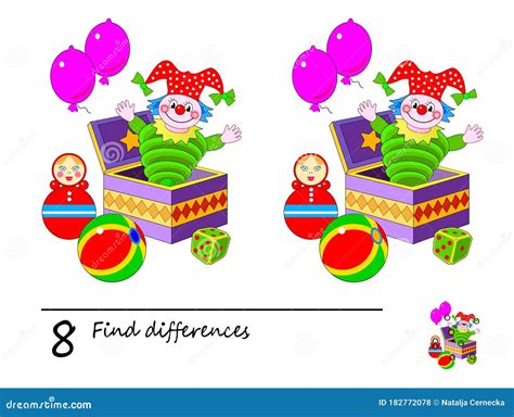 Find 8 Differences Logic Puzzle Game For Children And Adults