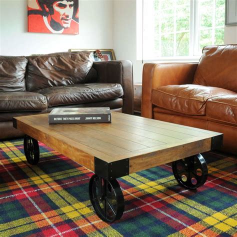 Christophe factory cart coffee tableurban woodcraft urban woodcraft. Industrial Vintage Coffee Table With Wheels By The Orchard ...