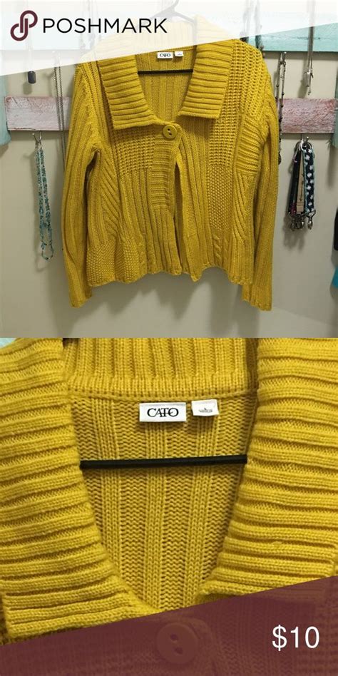 Pretty Yellow One Button Sweater Cato Sweaters