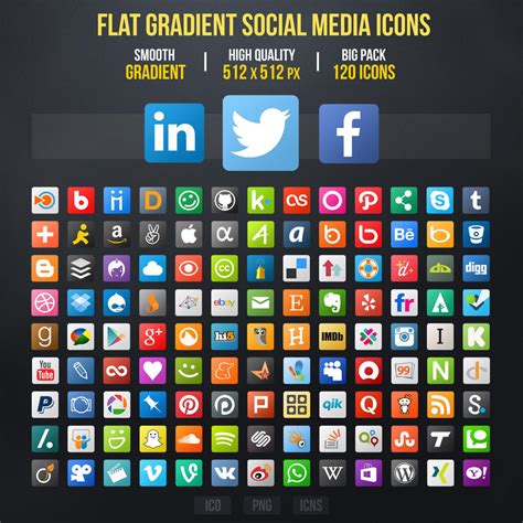 Flat Gradient Social Media Icons By Limav On Deviantart
