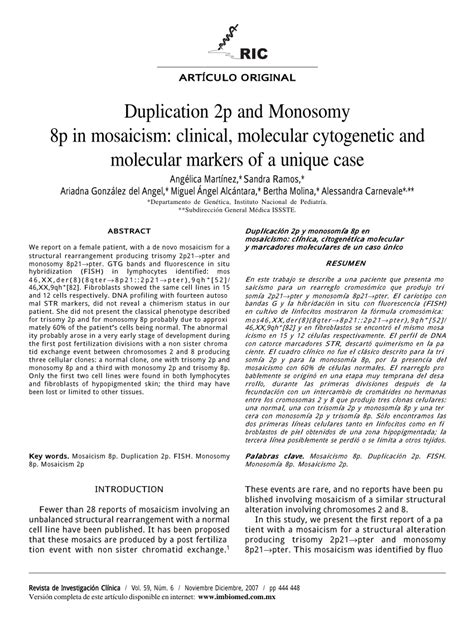 Pdf Duplication 2p And Monosomy 8p In Mosaicism Clinical Molecular Cytogenetic And Molecular