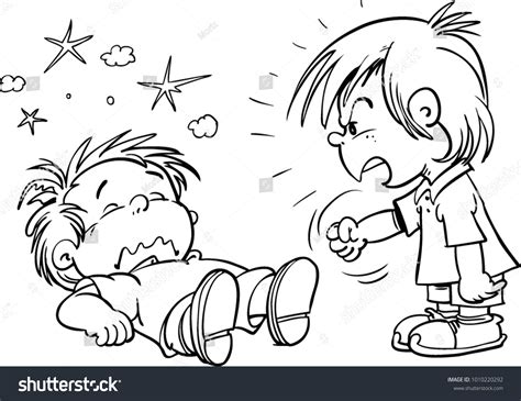 Two Schoolboys Fighting Stock Vector Royalty Free 1010220292