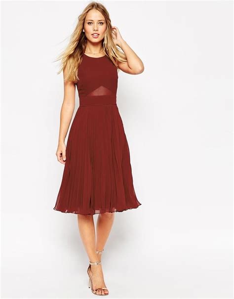 Asos Collection Asos Sheer And Solid Pleated Midi Dress 2425954 Weddbook