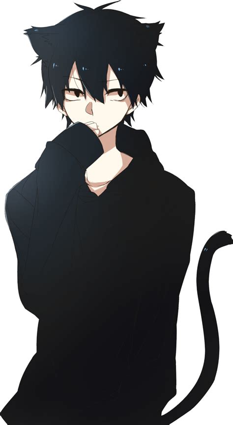 Freetoeditanime Boy Cute Nekoboy Neko Remixit Black Cat Anime