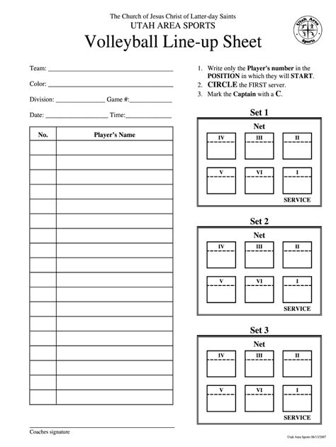 Volleyball Lineup Sheet Fill Out And Sign Online Dochub
