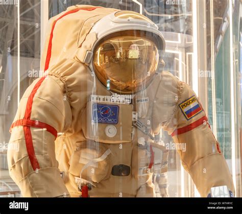 Moscow Russia November Russian Astronaut Spacesuits In Moscow Space Museum That Was