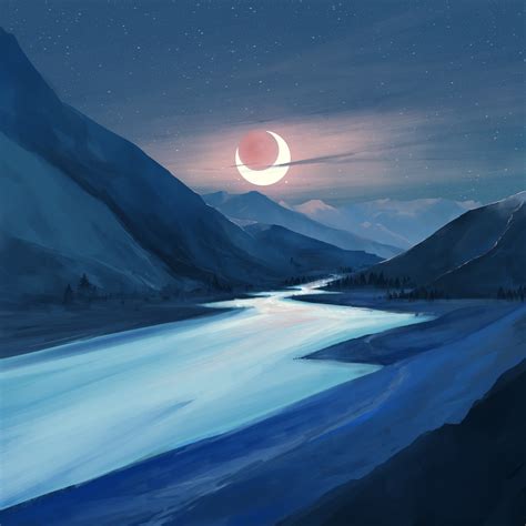 Lake Moon Night Illustration Wallpaperhd Artist Wallpapers4k
