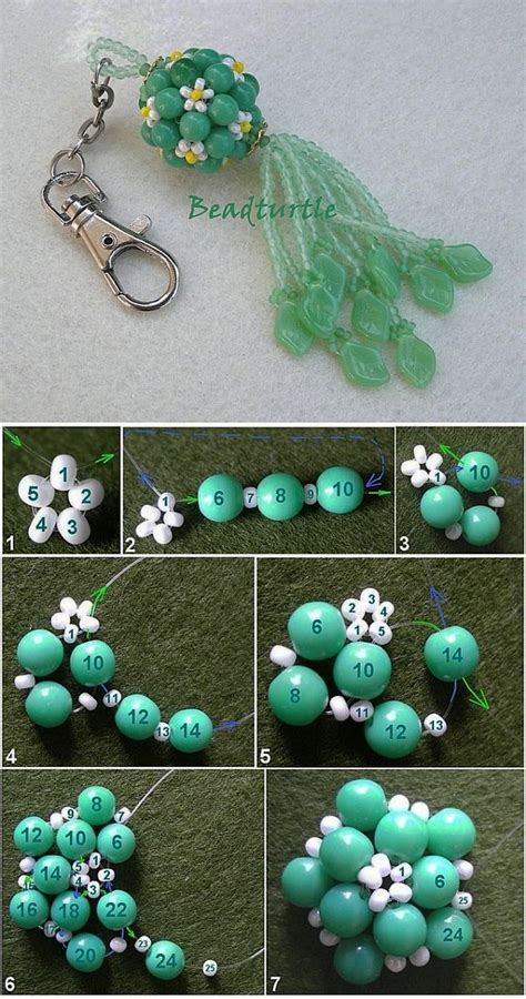 How To Make Beaded Flower Keychains With Beads And Pearls Step By Step Instructions