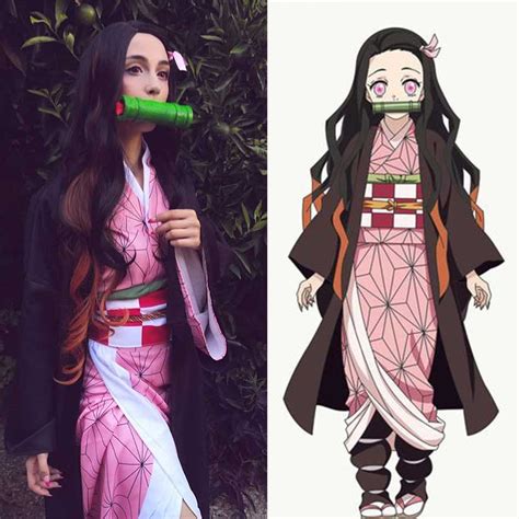 Demon Slayer Kimetsu No Yaiba Nezuko Women Outfit Halloween Cosplay