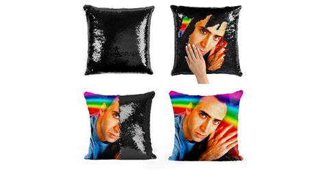 Nicolas Cage Rainbow Sequin Pillow Nicolas Cage Sequin