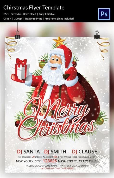 Christmas Flyer Template With Santa Clause And Presents