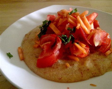 Dewan and special to tribune newspapers. Polenta w/raw carrot and tomato - Polenta con zanaharia y ...