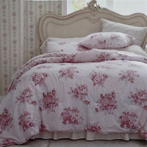 Simply Shabby Chic King Bed Comforter Shams Set Pink Floral Bouquet