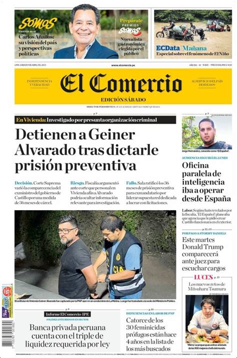 Periódico El Comercio Perú Periódicos De Perú Edición De Sábado 1