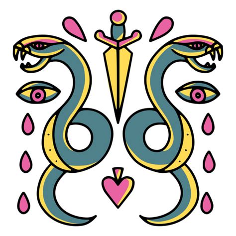Two Snakes Tattoo Png And Svg Design For T Shirts