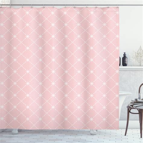 Blush Pink Shower Curtain Abstract Monochrome Geometric Lace Inspired
