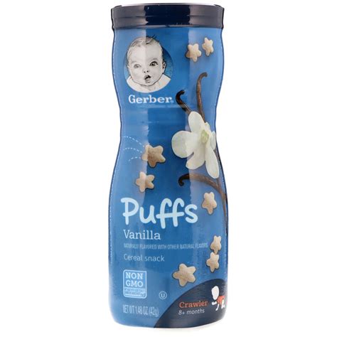 Gerber Puffs Cereal Snack 8 Months Vanilla 148 Oz 42 G Iherb