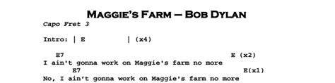 Bob Dylan Maggies Farm Guitar Lesson Tab And Chords Jgb
