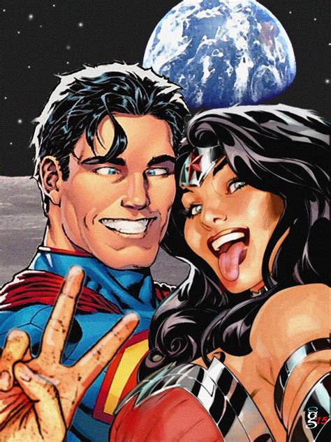 superman and wonder woman selfie on the moon superman wonder woman wonder woman dc comics art