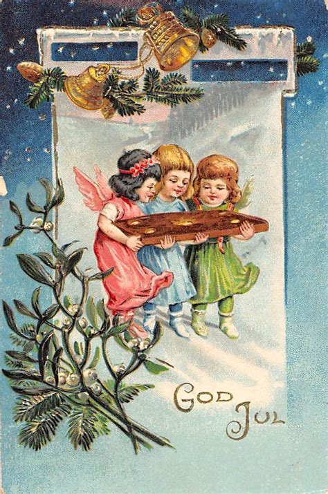 Der russische weihnachtsmann heißt „ded moroz, übersetzt heißt das väterchen frost. God-Jul-Merry-Christmas-Bells-Mistletoes-Children-Cherubs.jpg (708×1069) | Weihnachten, Fröhlich