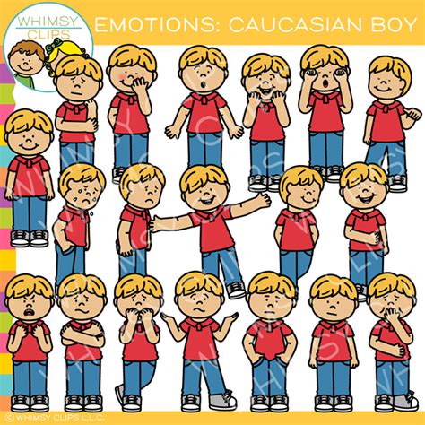 Emotions Clip Art Caucasian Boy Images And Illustrations Whimsy Clips