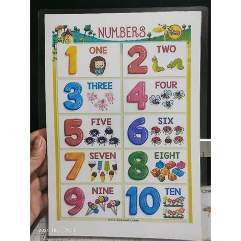 A4 Laminated Numbers Chart Shopee Philippines