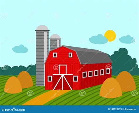 Agriculture Farmland Landscape Vector Illustration Cartoon Flat
