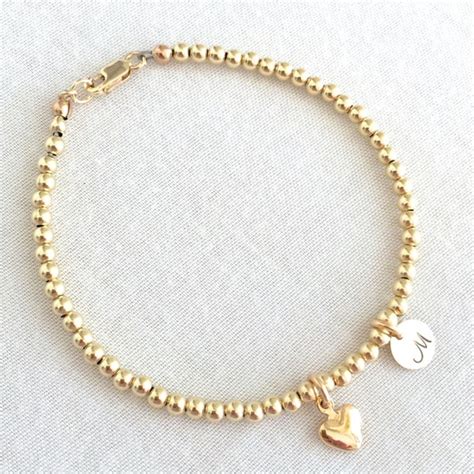 14k Gold Filled Beaded Bracelet Baby Bracelet Brides Etsy