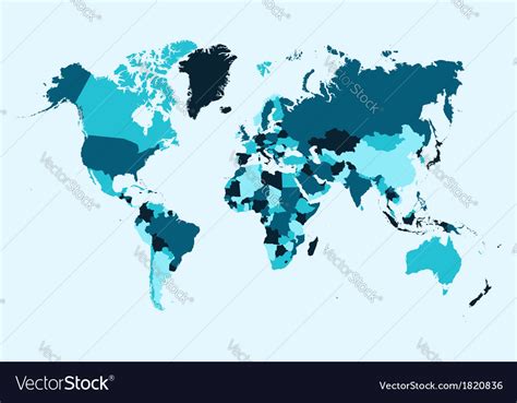 World Map Blue Countries Eps10 File Royalty Free Vector