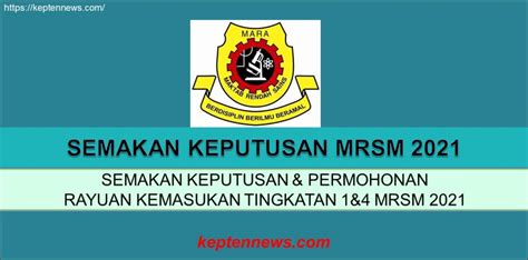 Semakan keputusan tawaran mrsm 2019 tingkatan 4. Semakan Keputusan MRSM 2021:Permohonan Rayuan Kemasukan ...