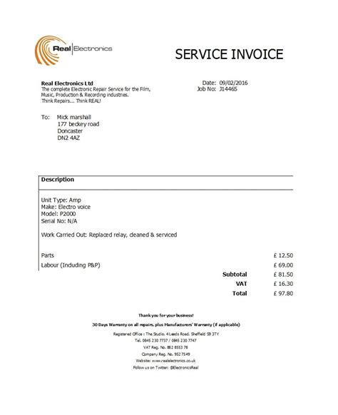 Example Of Invoice For Services Foxtvstreamingnfl