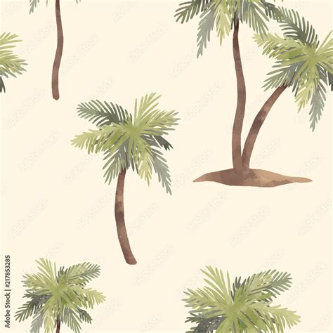 Watercolor Palm Tree Vector Pattern Stock Vector Adobe Stock