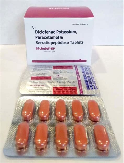 Diclofenac Potassium Paracetamol And Serratiopeptidase Tablets X Prescription At Rs