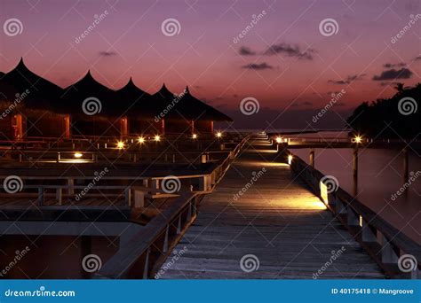 Sunset Water Villas Maldives Stock Photo Image Of Beach Island 40175418