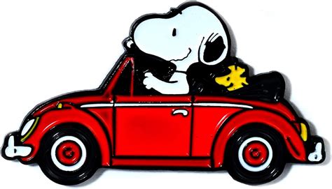 Cute Snoopy Pin Red Car With Snoopy And Woodstock Lapel Hat