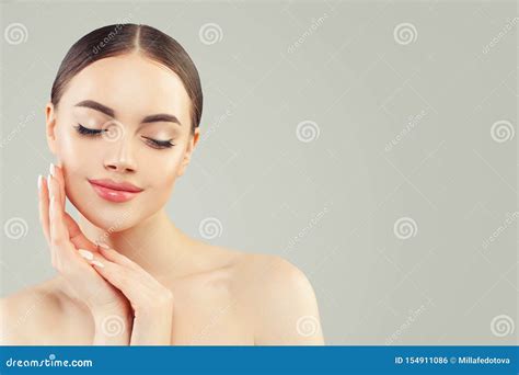 Portrait Of Beautiful Young Perfect Woman With Clear Skin Skincare And