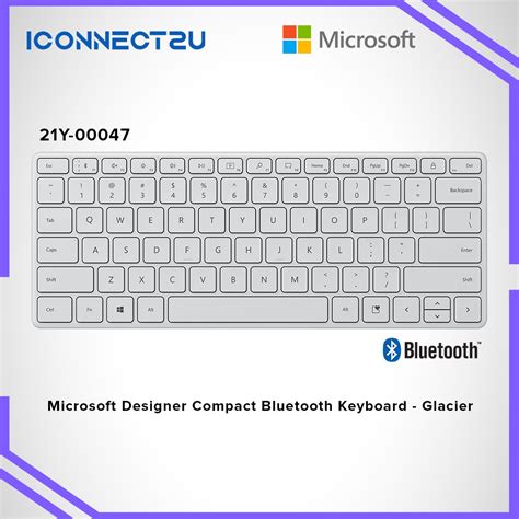 Microsoft Designer Compact Bluetooth Wireless Keyboard Glacier 21y