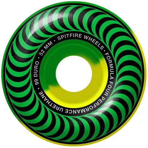 Spitfire Formula Four 52mm 99duro Skateboard Wheels Green Yellow Swirl