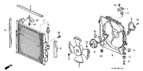 Still, the major parts of an air conditioner manage refrigerant and move air in two directions: Honda online store : 1994 civic a/c air conditioner ...