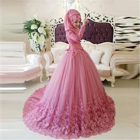 Arabic Muslim Wedding Dress Hijab Long Sleeve 2016 Turkish Gelinlik Lace Applique Tulle Ball